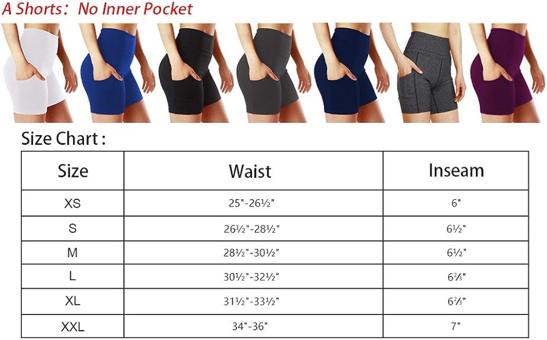 ChinFun Yoga Shorts for Women High Waist Tummy Control 4 Way Stretch Workout Running Shorts Side Pockets: Clothing
