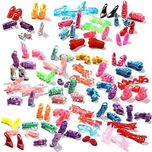 1Runup 12 Pairs Different High Heel Shoes Boots for Barbie Doll Dresses Clothes