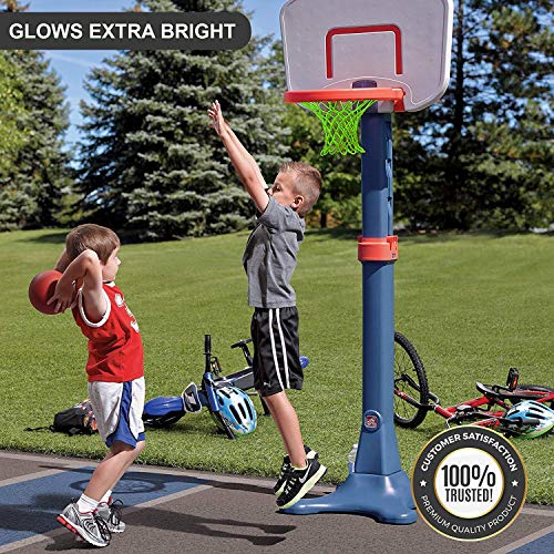 ETCBUYS 1 Glow in The Dark Basketball & 1 Heavy Duty Net Replacement -2 Pack- Outdoor Net and Basketball Hoop Accessories, Standard Regulation Size for Outside Basketball Rims, Kids Backboard and Rim