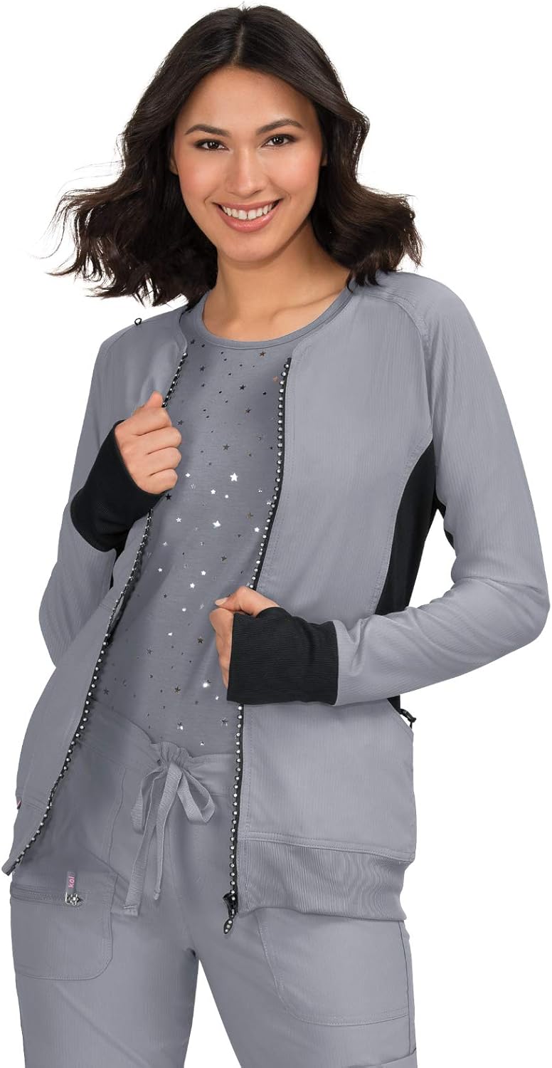 KOI Lite 2-Pocket Athletic & Modern Clarity Scrub Jacket for Women: Clothing