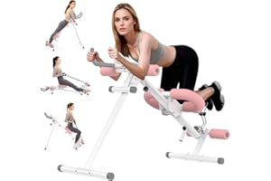 LUBBYGIM Foldable Ab Machine, 5-in-1 Adjustable Ab Trainer for Home Gym, Full-Body Core Workout Equipment with 10 Length Levels, LED Display & Silent Rollers | Sit-Up & Rowing Machine for Abs Sculpting
