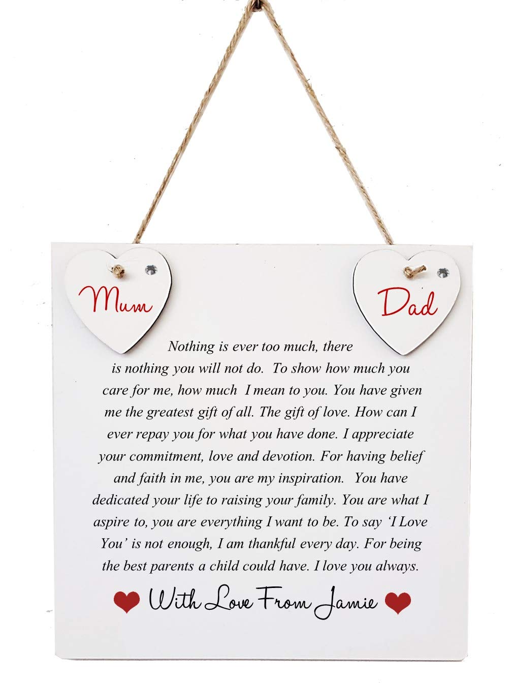 mum and dad plaque