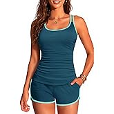 Women Tankini Swimsuit with Shorts - Two Piece Tummy Control Bathing Suit with Pockets 2025 Swimwear