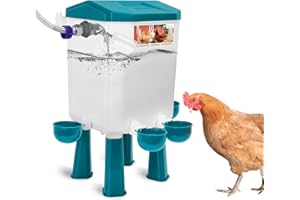 Lilyang Float-Controlled Automatic Chicken Waterer for Continuous Fresh Water, Self Filling Chicken Waterer with 60 Inch Water Hose (One End 3/4''), Suitable for Quail Duck Turkey (Blue)
