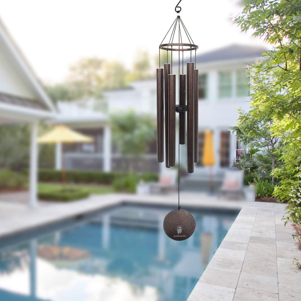 BLESSEDLAND Wind Chimes- Large Deep Tone, 41" Wind Chime, 6 Aluminum Tubes, Outdoor Decor for Garden, Yard, Patio and Home (Copper Vein) : Garden & Outdoor