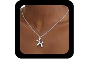 Vacaonio Boho Balloon Dog Pendent Necklace 3D Balloon Dog Choker Necklace Cute Puppy Necklace Chain Gold Balloon Dog Necklace Jewelry for Women