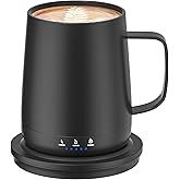 Smart Self Heating Coffee Mug,14oz Temperature Control Coffee Mug,Hot up to 150°F,Rechargeable Heated Coffee Mug,Up to 6H Battery Life,Coffee Cup Warmer,Great Gift for Coffee Lovers,Dad,Mom (Black)