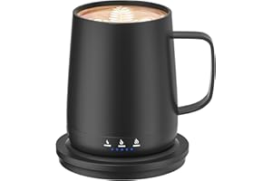 FEXQIC Smart Self Heating Coffee Mug,14oz Temperature Control Coffee Mug,Hot up to 150°F,Rechargeable Heated Coffee Mug,Up to 6H Battery Life,Coffee Cup Warmer,Great Gift for Coffee Lovers,Dad,Mom (Black)