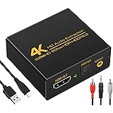 【4K 60Hz】HDMI Extractor Audio Converter Sound Splitter Separator Digital HDMI Optical Toslink/SPDIF + Analog 3.5mm Stereo Enj