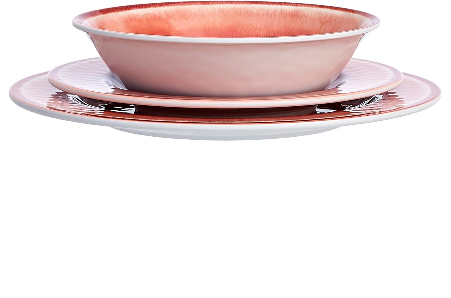  |  Basics 12-Piece Melamine Dinnerware Set - Service for 4, Red Crackle Glaze: Dinnerware Sets