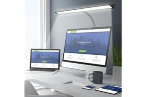 iVict LED Desk Lamp for Office Home, 27 Lighting Modes Eye-Caring USB Powered Computer Monitor Light, Flexible Gooseneck Desk Light with Clamp for Work Reading Study(Black)