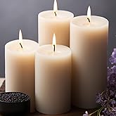 Unscented Ivory Pillar Candles Set of 6-2.8x4 inch - Dripless and Smokeless Large Pillar Candles, 50-Hours Long Burning Time Paraffin Candle for Dinner Table, Christmas and Home Decor