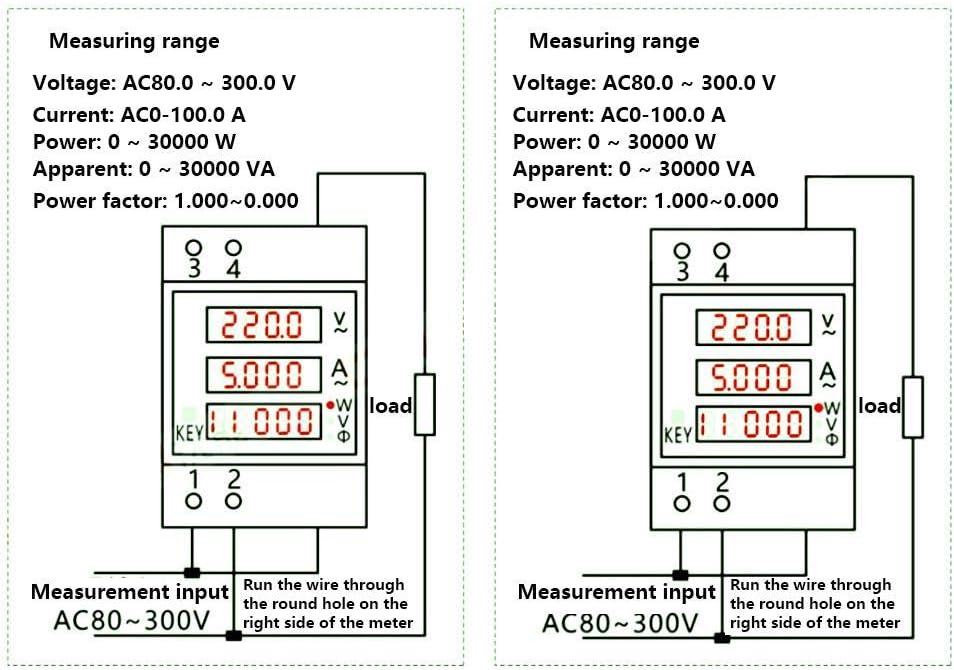 Digital Energy Meter LED Active Multi-Functional Power Meter (AC80-300 ...