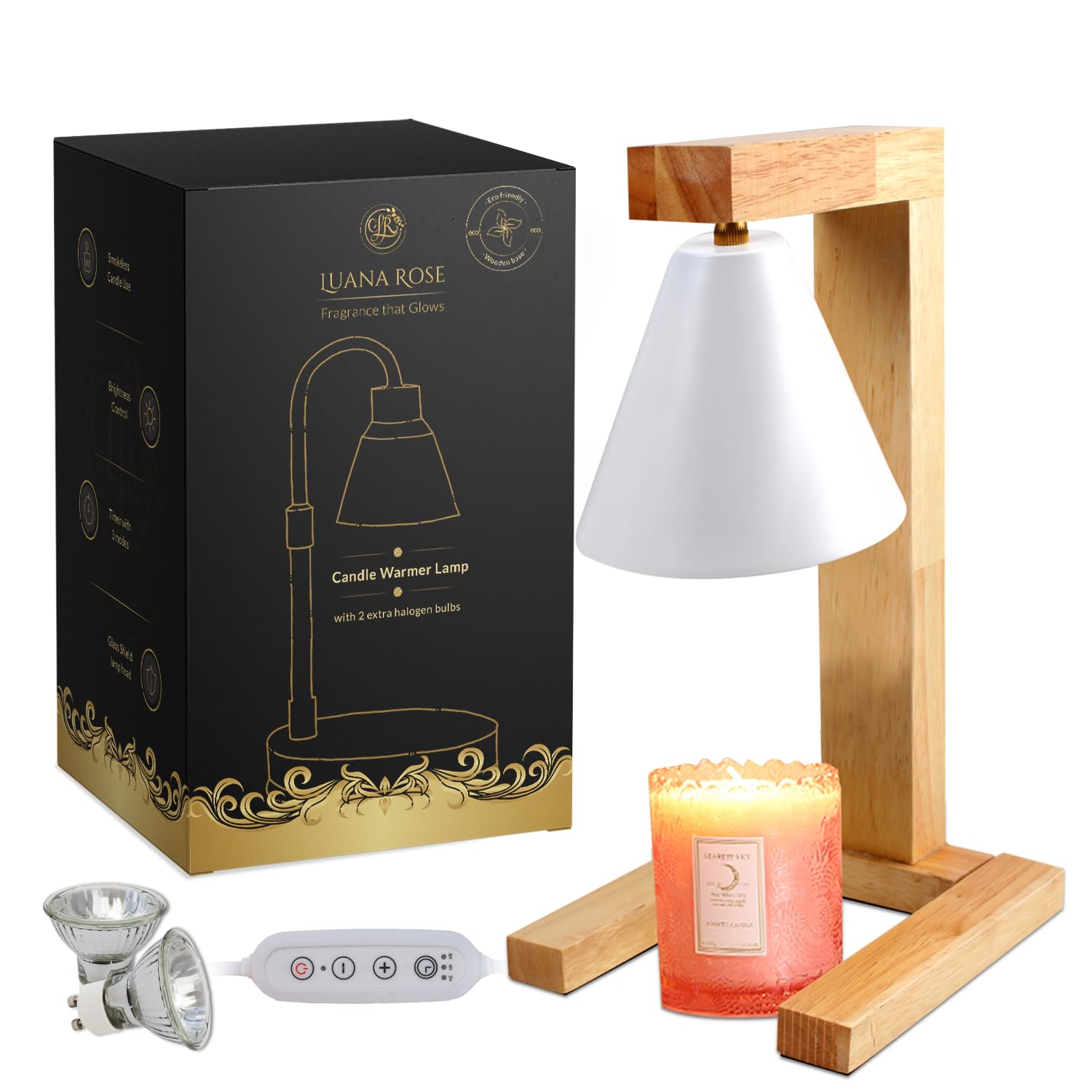 Photo 1 of Luana Rose Electric Candle Warmer Lamp w/Timer - Dimmable Lamp for Jar Candles w/Auto Shut Off & 2 * 50W Bulbs - Bedroom Home Decor - Gifts for Women