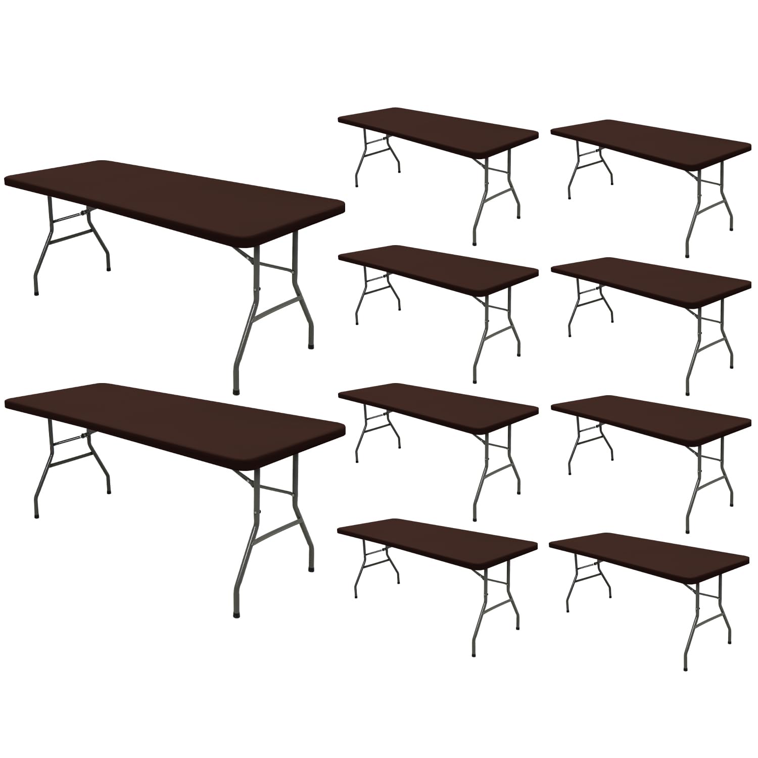 Photo 1 of 10 Pack Picnic Table Cover Fitted 8 Foot Tablecloth for Rectangle Tables Elastic Waterproof Stretch Washable Patio Folding Outdoor Spandex Table Cloth for Camping Banquet Parties (Coffee 30" x 96")