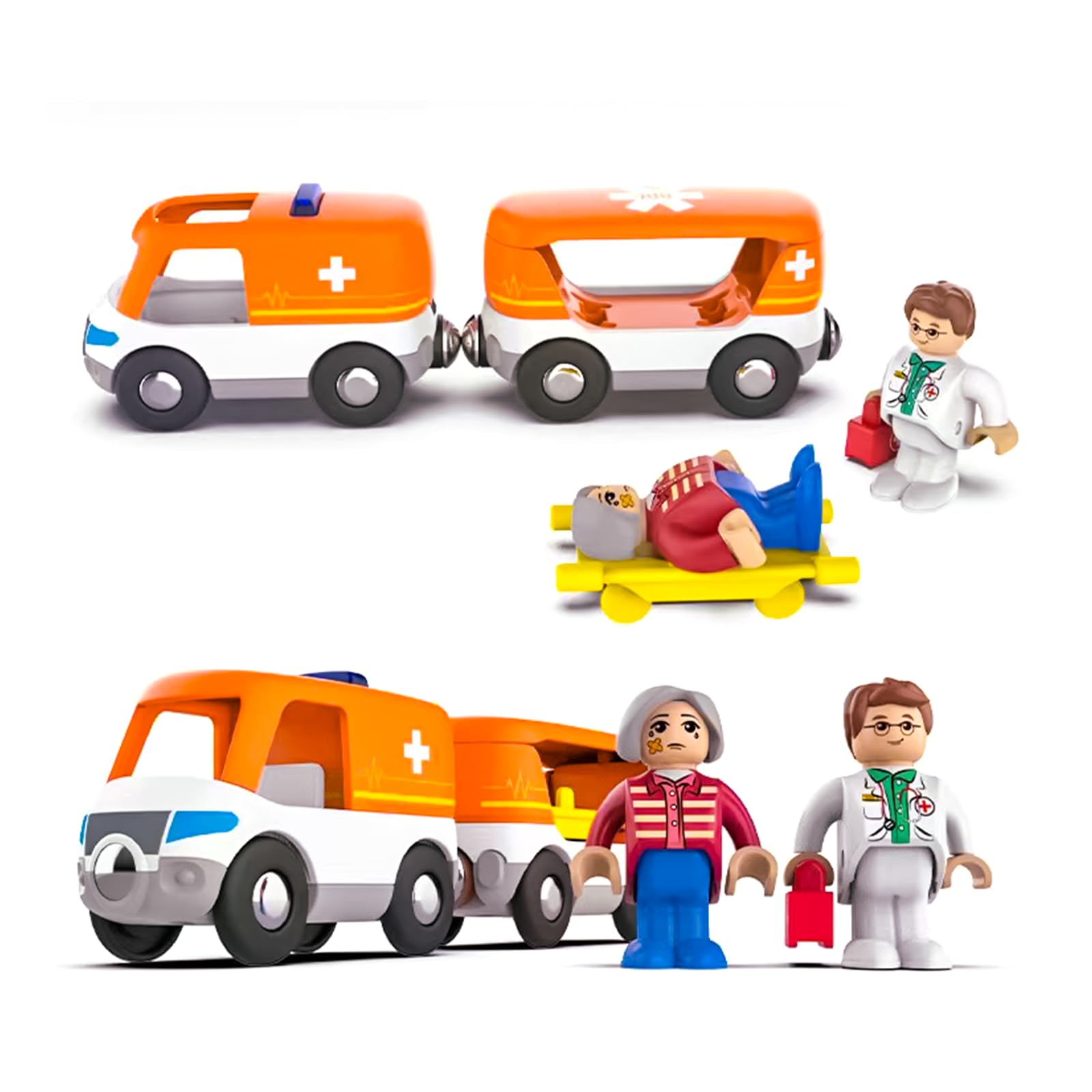 EVERGD Magnetic Electric Train Set Battery Powered Powerful Locomotive Toy Train Engine Railway Train with Sound Lighting for Toddlers Fun Play (Traction Train Red)