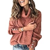Sovelen Women's Oversized Turtleneck Chunky Pullover Sweaters Cowl Neck Long Sleeve Winter Slouchy Loose Knit Sweaters
