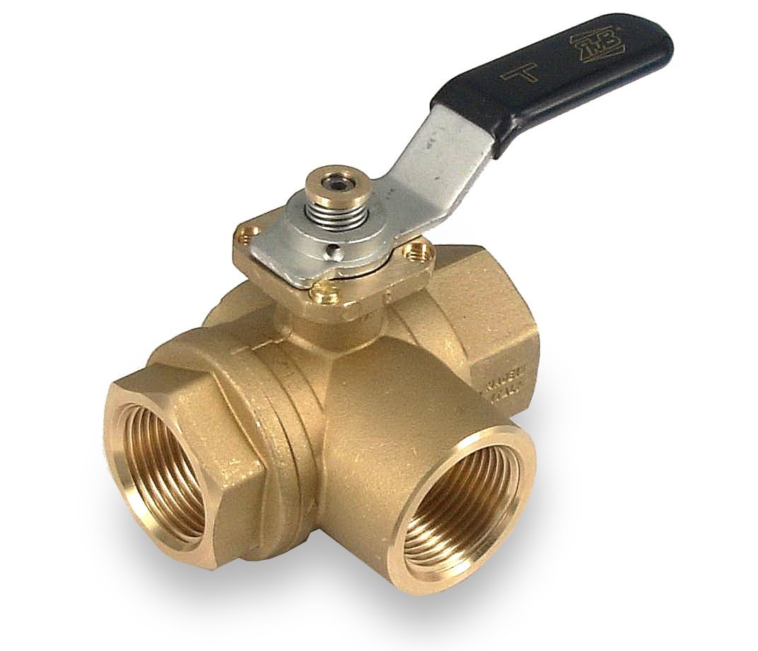 RUB S73F41LQ S73 3Way Ball Valve, Fxfxf with Lever Handle Full Port