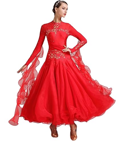 Amazon.com: ZX Women's Ballroom Dance Dress Lace Short Sleeve Long