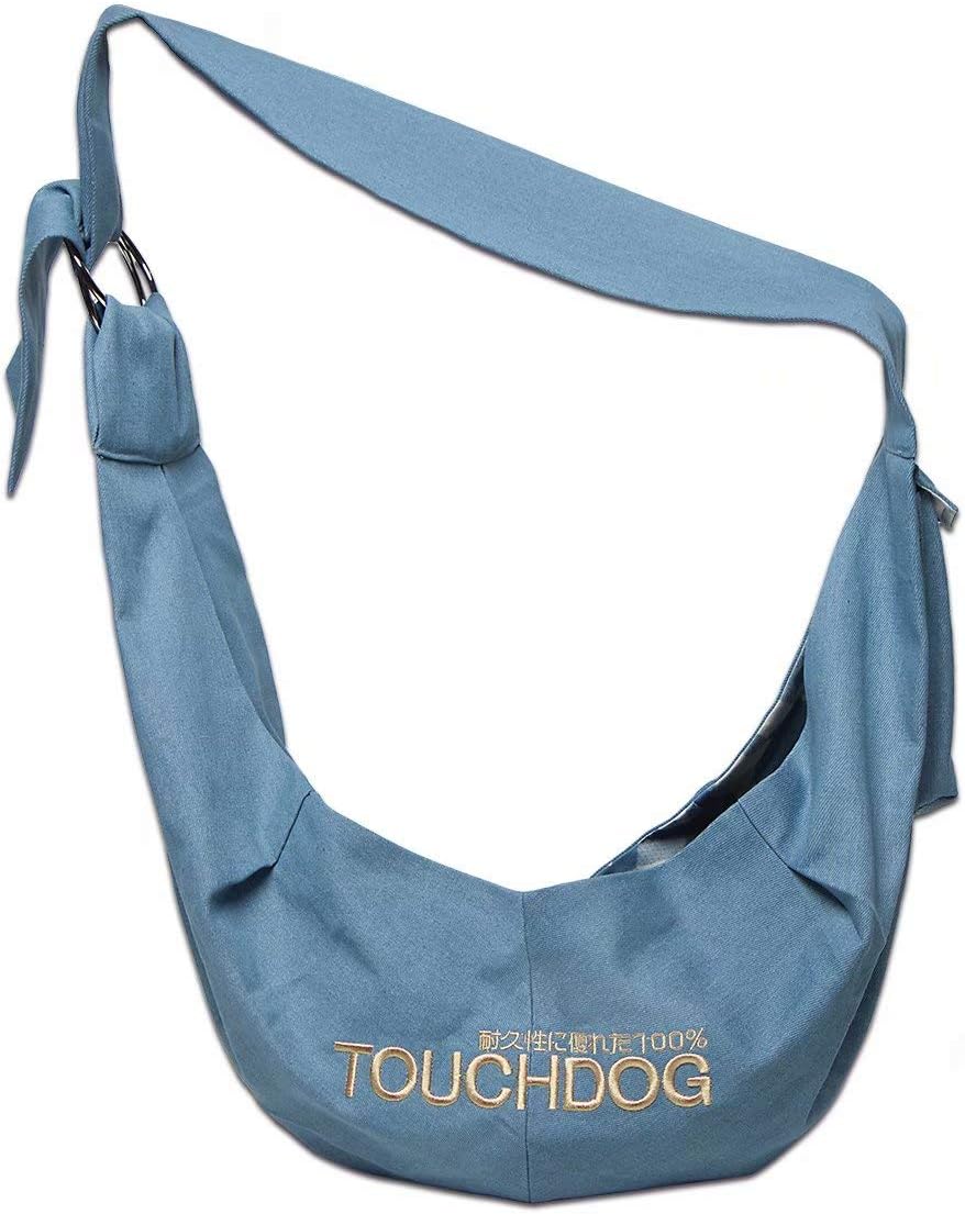 Touchdog Kangaroo Soft Fabric Pet Carrier Sling With Velcro Pocket Baby Blue.