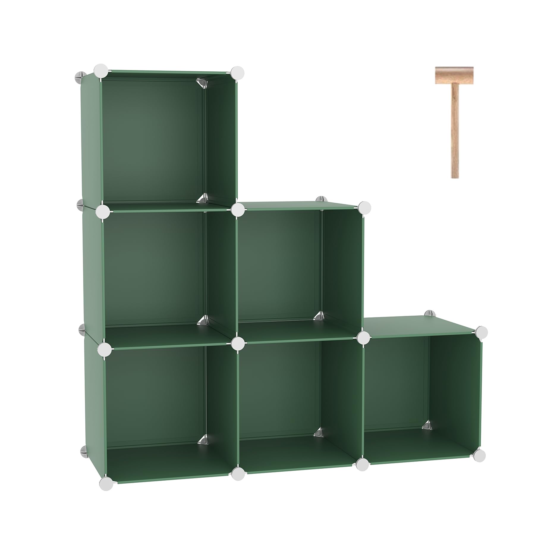 Photo 1 of C&AHOME 6-Cube Storage Organizer, Stackable Storage Cubes Shelves, Portable Bookshelf, Plastic Clothing Storage Closet Organizer, DIY Modular Shelving Units for Wardrobe, Home, Green