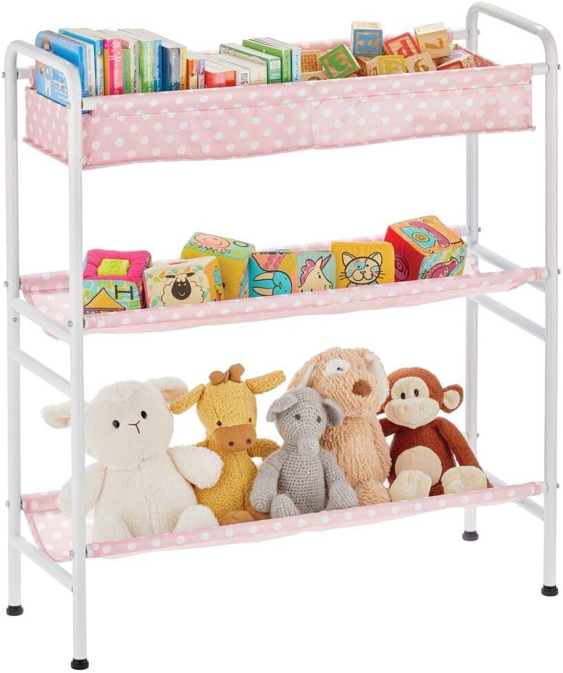 mDesign Toy Storage Shelves, Compact Kids Storage with 3 Trays for Toys Books, Teddies and More - Image 5