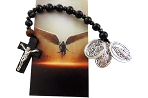 Westmon Works St Michael Wooden Pocket Rosary Saint Gift Set with Holy Prayer Card
