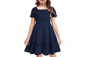 Arshiner Girls Dresses Summer Short Sleeve Off Shoulder Ruffle Tiered Layer Party Dress