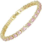RIZILIA Eternity Tennis Bracelet & Round Cut CZ in Yellow Gold Plated, 7"