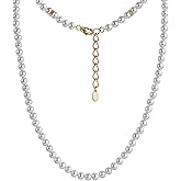 Forge & Foundry Men's Shell Pearl (Man-Made) Necklace with Polished Stainless Steel Artist-Designed Custom Beads - Sizes - 10mm | 8mm | 6mm [Fortier]