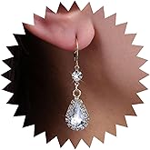 Aneneiceera Vintage Crystal Teardrop Earrings Oval Crystal Chandelier Dangle Earrings Gold Teardrop Rhinestone Earrings Cz Huggie Hoop Earrings Jewelry for Women