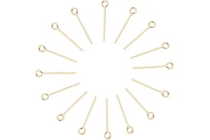 RUWADO Royee 100 Pcs Eye Pins Metal Wire Open Eye Head Pins Needle for Beading DIY Craft Art Earring Pendant Necklace Jewelry Finding Making Bracelet Decoration Accessories (Gold)
