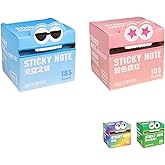 Monster Pattern Sticky Note, Pastel Pull-Out Memo Pads, 2-Pack Transparent Self-Adhesive Notes with Colorful Designs (Gradient Pink + Gradient Blue)