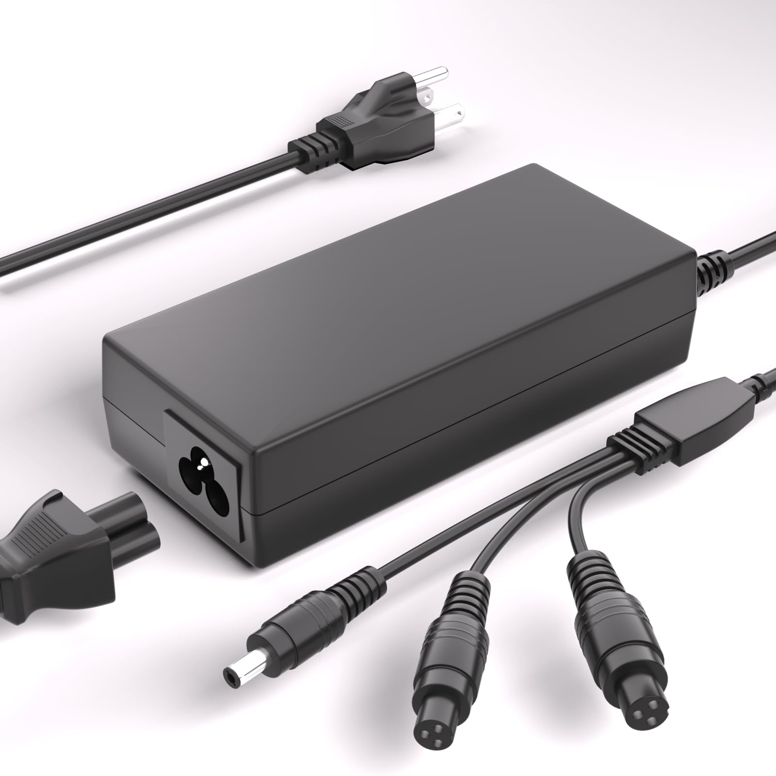 24V Razor Scooter Battery Charger 3 in 1 - Fit for Razor, Jetson, Swagtron, Bird, Gotrax, Segway Scooter, 3 Holes (8mm/12mm) Female Port (5.5mm*2.5mm Universal 2.1mm) Adapter Power Supply Cord