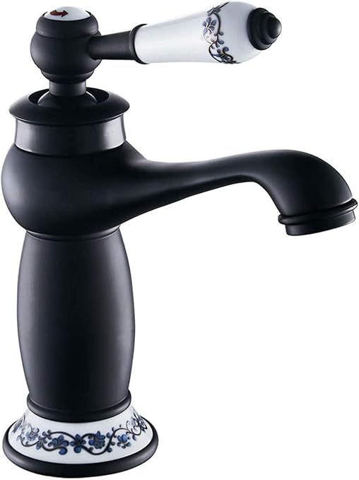 PJPPJH Luxus viktorianische Waschtischarmaturen Schwarz Mono Badezimmer