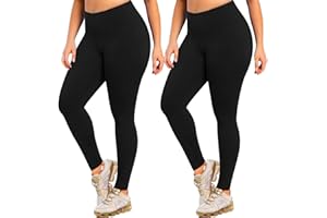 MOREFEEL Plus Size Leggings for Women-Stretchy X-Large-4X Tummy Control High Waist Spandex Workout Black Yoga Pants