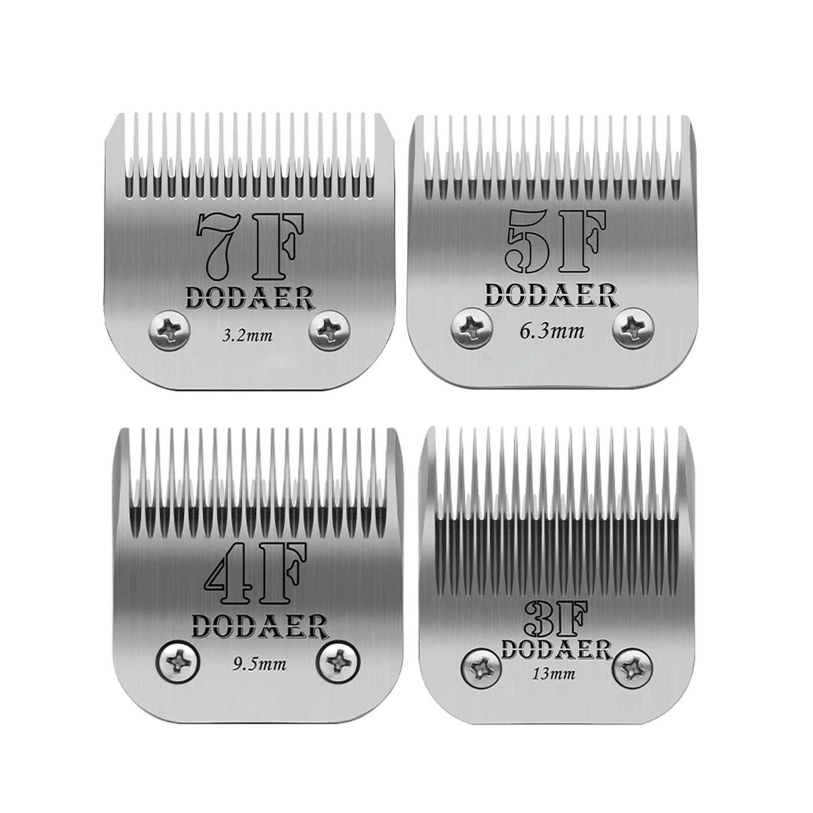 Photo 1 of DODAER Size 7F/5F/4F/3F Detachable Pet Dog Grooming Blades of Stainless Steel,Compatible with Andis,Oster A5,Wahl KM10 Series,4 Count