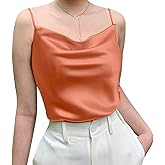 Miqieer Basic Women's Silk Tank Top Ladies V-Neck Camisole Silky Loose Sleeveless Blouse Satin Tank Shirt