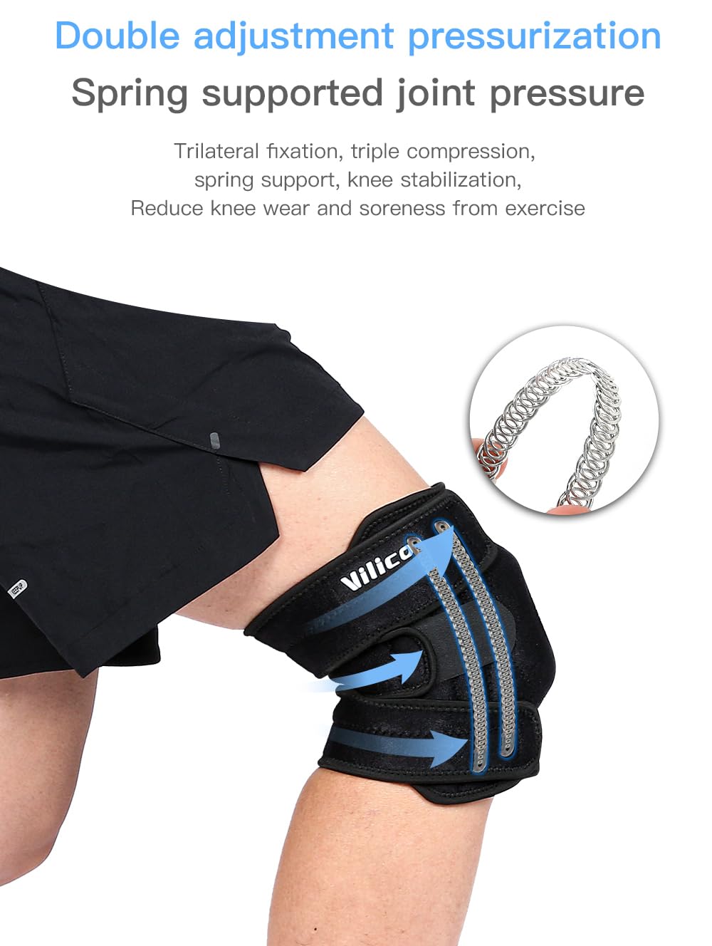 Knee Brace Compression Sleeve Hinged Joint Support Open Patella Stabilizer Wrap