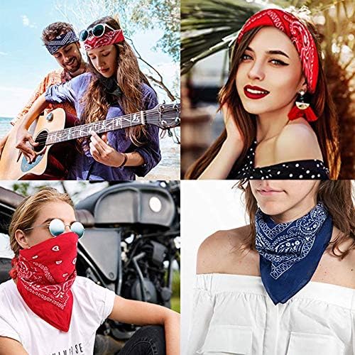 12pcs Bandanas Novelty Double Sided Print Paisley Cowboy Bandana Party Favor Scarf Headband