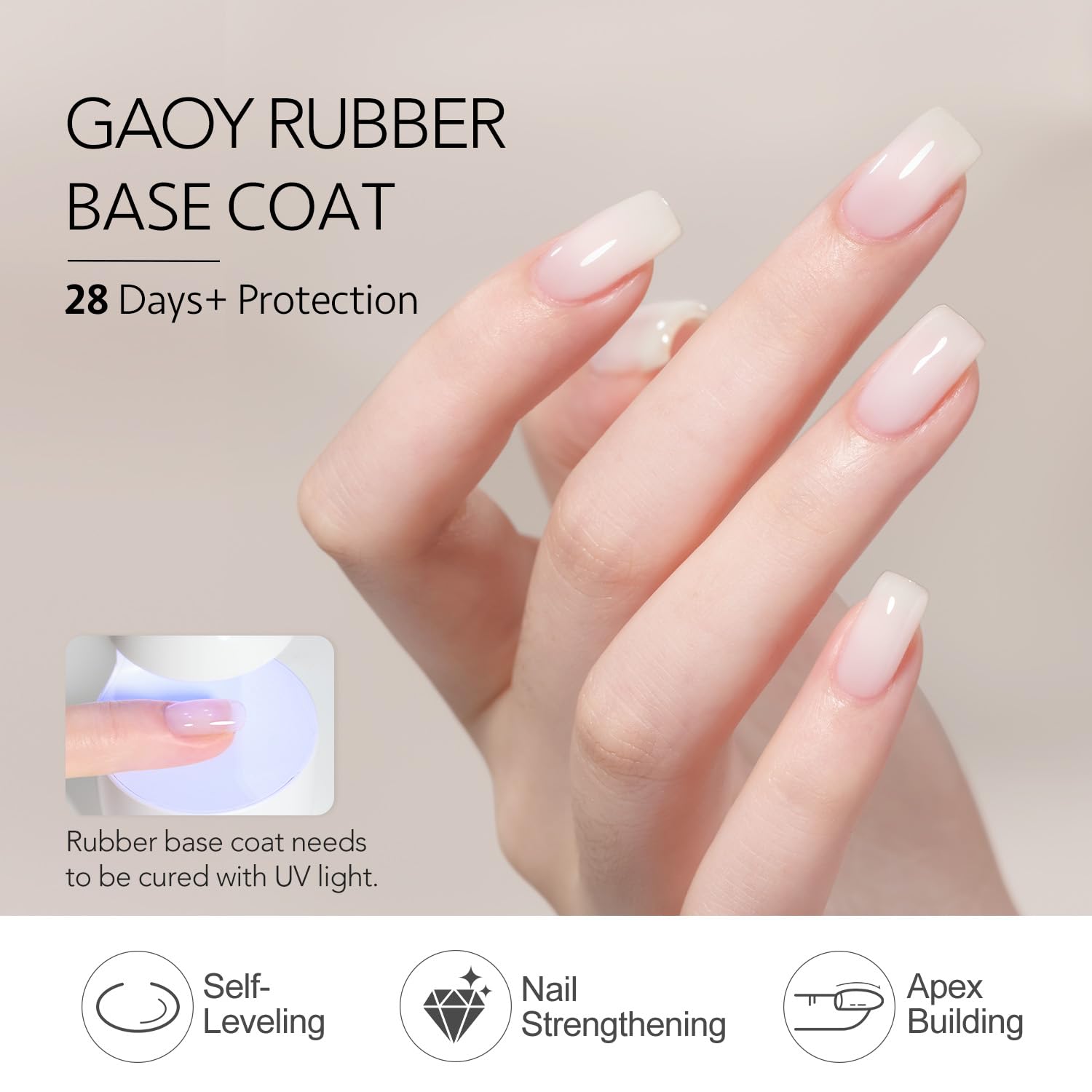 GAOY 6 Colors Rubber Base Gel Set, Jelly Builder Base Nail Gel Nude Sheer White Pink, 2-in-1 Soak Off Base Gel Nail Strengthener, Blush Jelly - Image 5