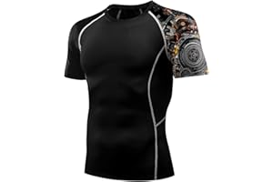 EULCICI Men's Rash Guard Shirts Sun Protection UPF 50+ Short Sleeve BJJ Jiu Jitsu Workout Swim Compression Shirt