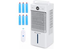 Z ZONAMA Windowless Portable Air Conditioners with Remote, 3-IN-1 Evaporative Air Cooler with Display, 2.64-Gal Tank for 10H Cooling, 3 Modes & 6 Speeds, 60° Oscillation, 12H Timer, Swamp Cooler for Indoors