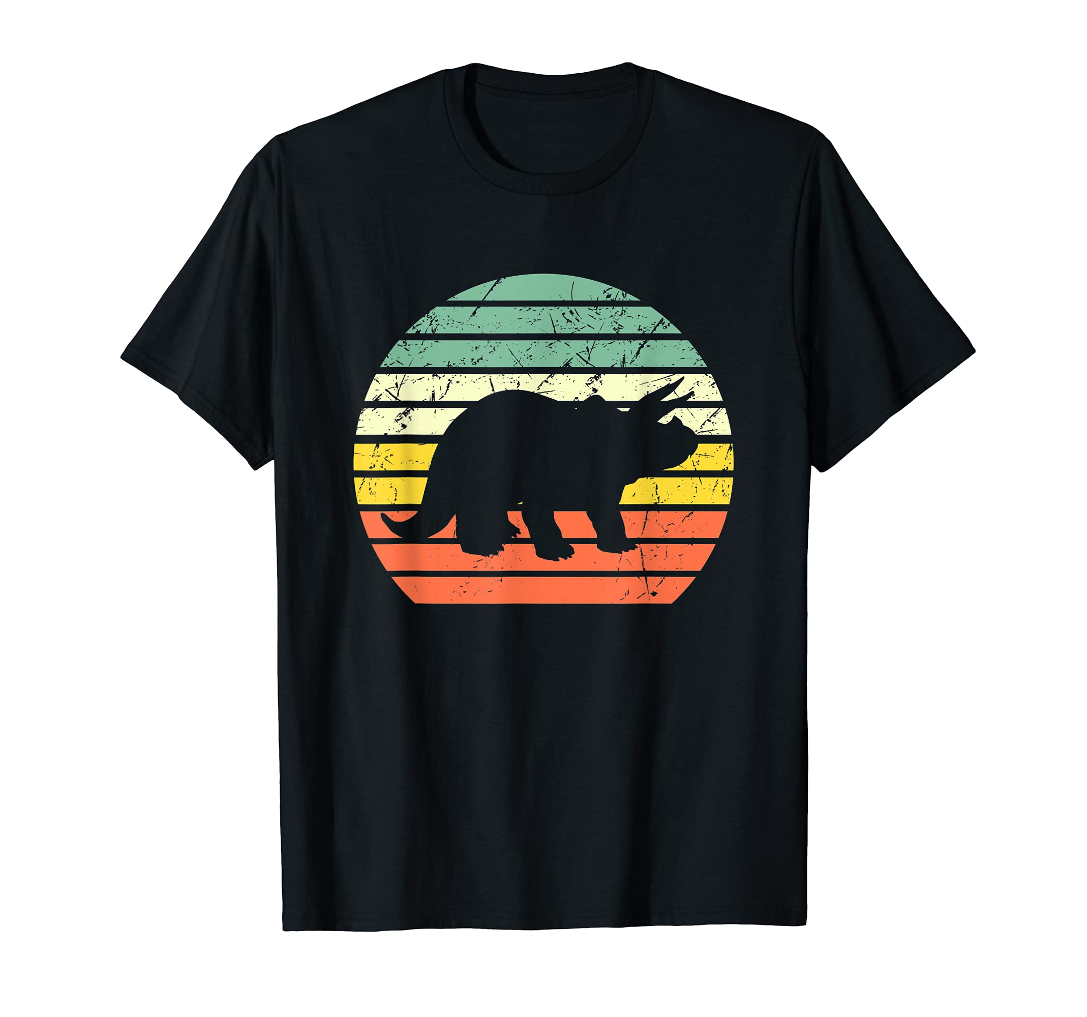 Triceratops Dinosaur Vintage Retro Sunset T-Shirt