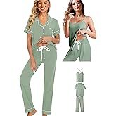 WJing Yi Jia Womens 3Pcs Soft Pajama Sets Sexy Camisole Lingerie XS-4XL Knit Pajamas Set Sleepwear Pjs Nightwear Lounge Sets