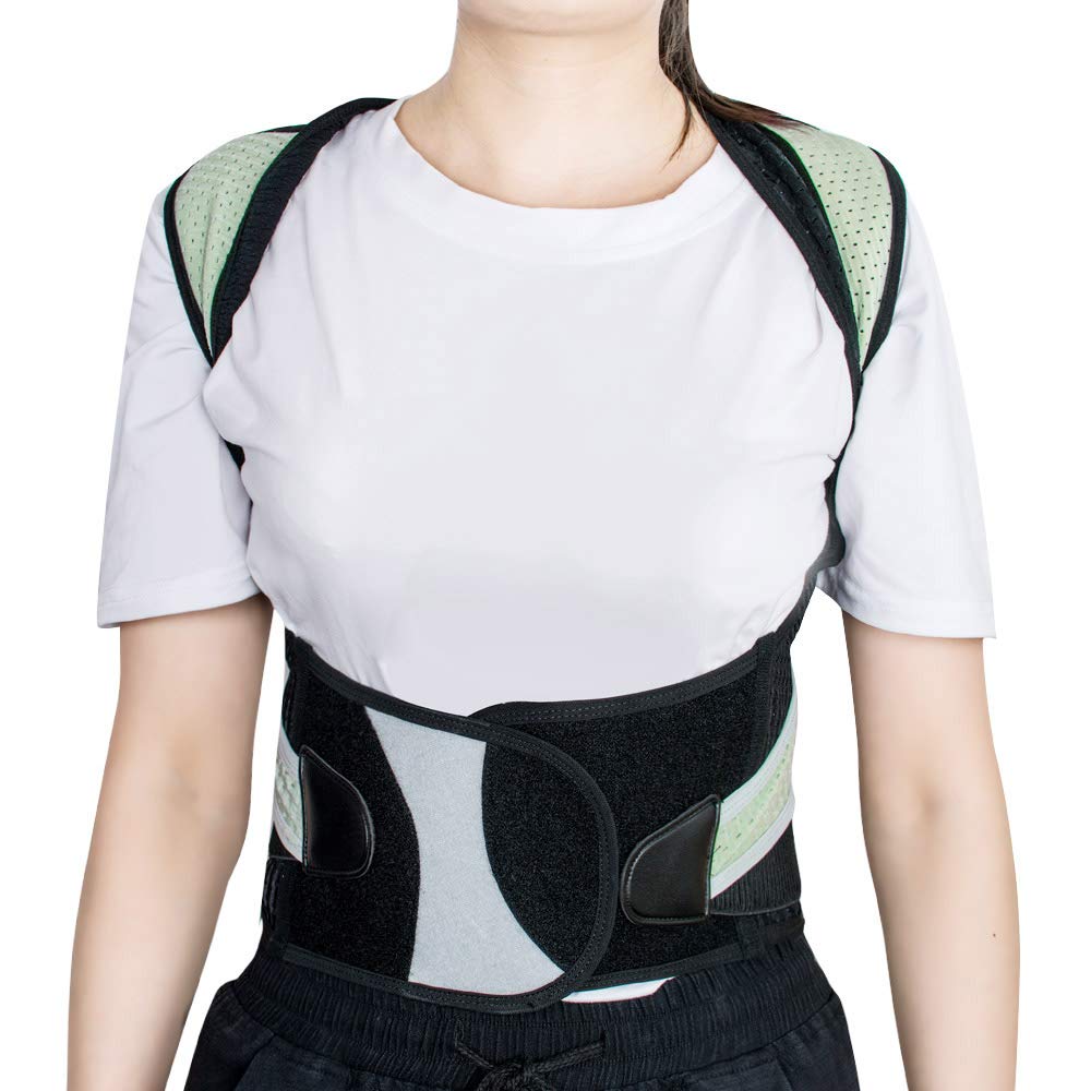 Denshine Fully Adjustable Posture Corrector Shoulder Support Back Brace L(26-32in) for Improve Upper and Lower Back Pain Relief for Women & Men