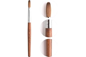 Rolabling Nail Brush Kolinsky Sable Acrylic Nail Art Brush Professional Red Wooden Nail Brush (12#)