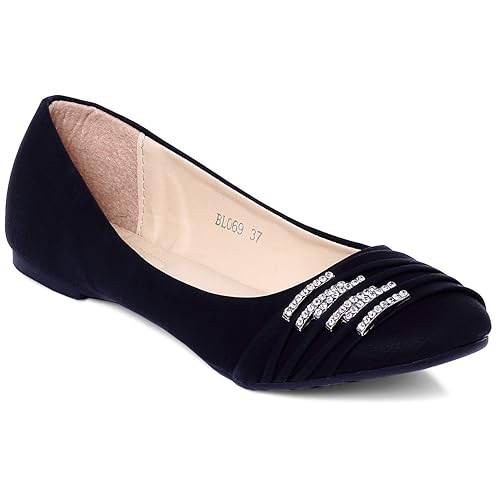 CASPAR Damen Schuhe / Ballerinas mit kleinen Strass-Schnallen SBA004
