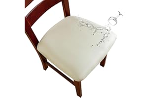 Genina Waterproof PU Leather Seat Covers for Dining Chairs,Chair Seat Covers Set of 4, Stretchable Dining Room Chair Seat Covers for Chair Protector Slipcover for Kitchen