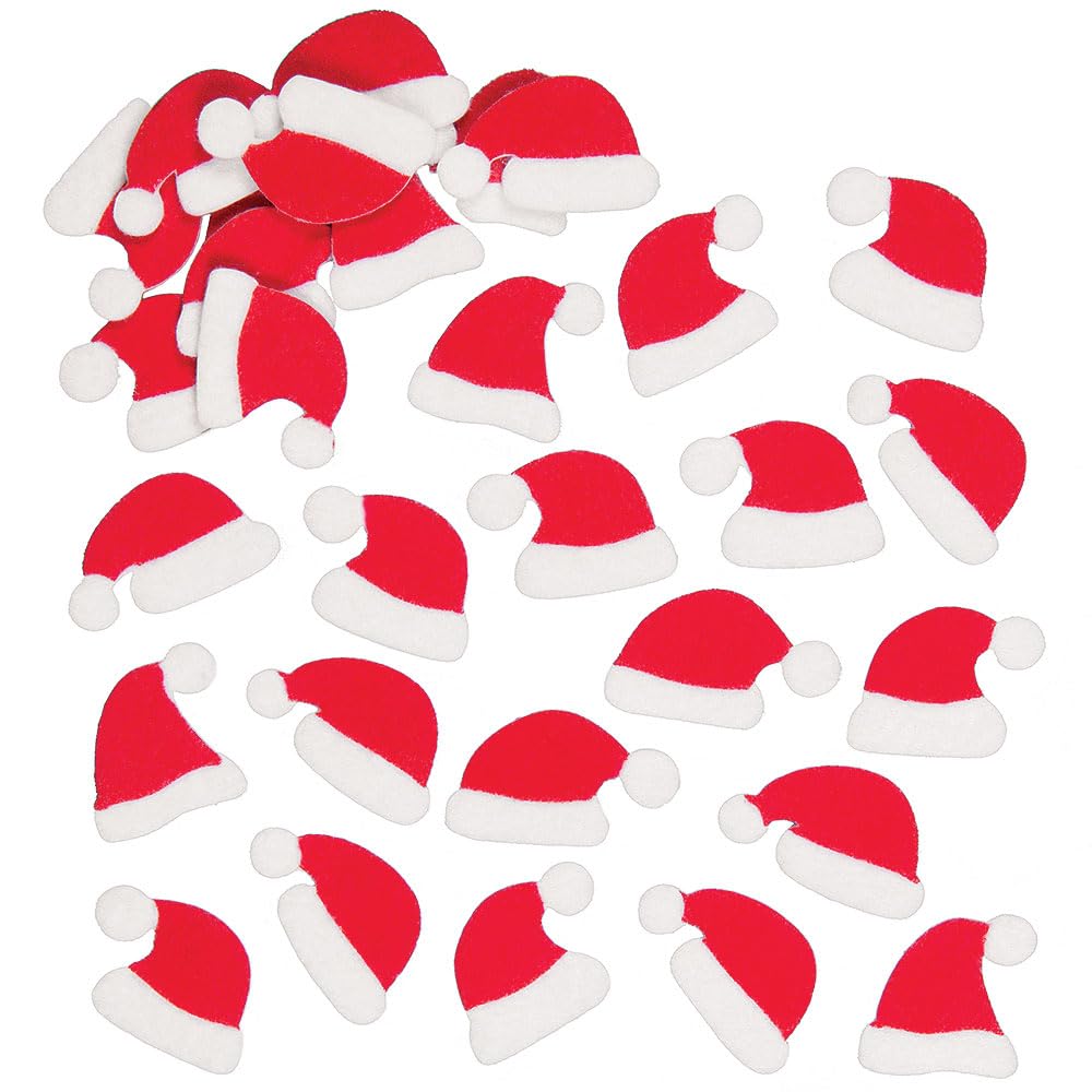 Baker Ross EF428 Santa Hat Felt Stickers for Children to Decorate Winter Crafts Cards and Collage(Pack of 100), Assorted